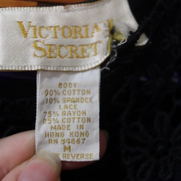 Victoria’s Secret Vintage 90s Black Bodysuit Gold Label Lace V-Neck Medium - Picture 7 of 15